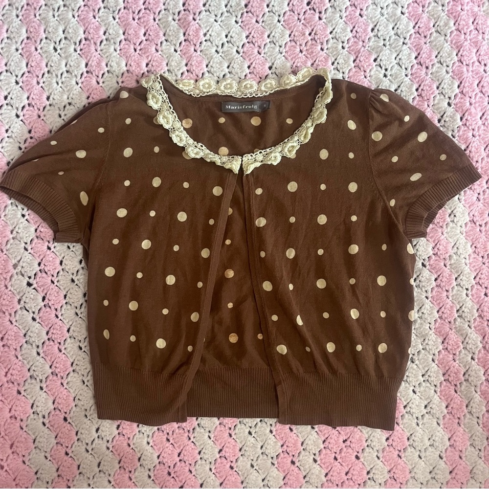 brown cropped cardigan